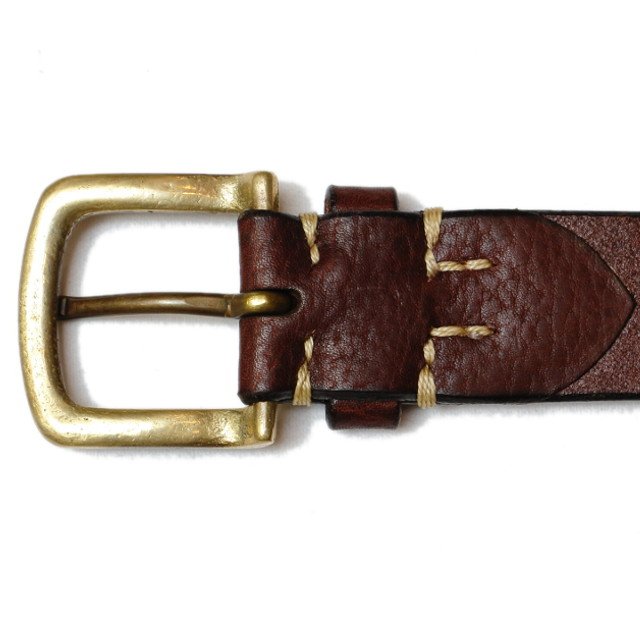 [Zodiac Leather] 栃木レザー手縫いベルト 33mm #8800：DARK BROWN