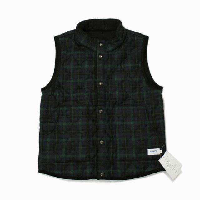 [ARMEN] WOOL CHECK REVERSIBLE VEST (49Cブラックウォッチ)｜ NAM9984WC