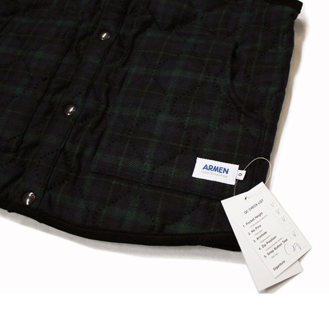 [ARMEN] WOOL CHECK REVERSIBLE VEST (49Cブラックウォッチ)｜ NAM9984WC