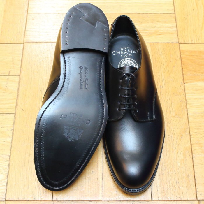 [CHEANEY] アルダートン プレーントゥ レザーソール：BLACK