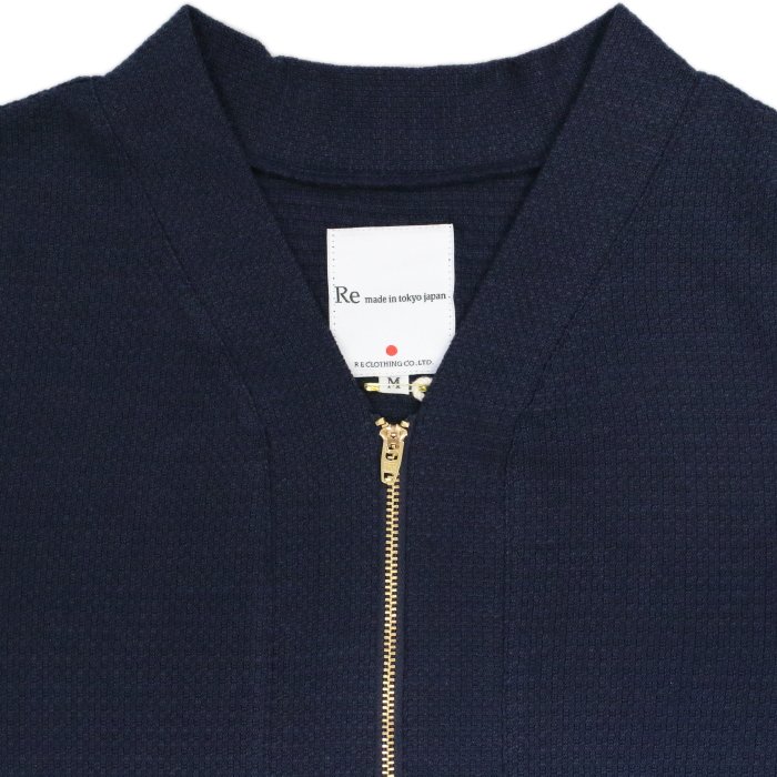 [RE clothing] ジップカーディガン COOL MAX LINKS：NAVY