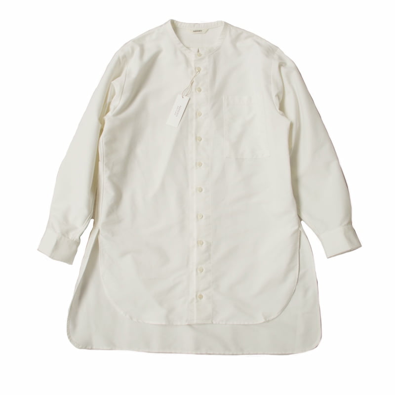 [HARVESTY] COOLMAX BAND COLLAR LONG SHIRTクールマックス バンドカラー ロングシャツ｜A32106 /11OFF WHITE