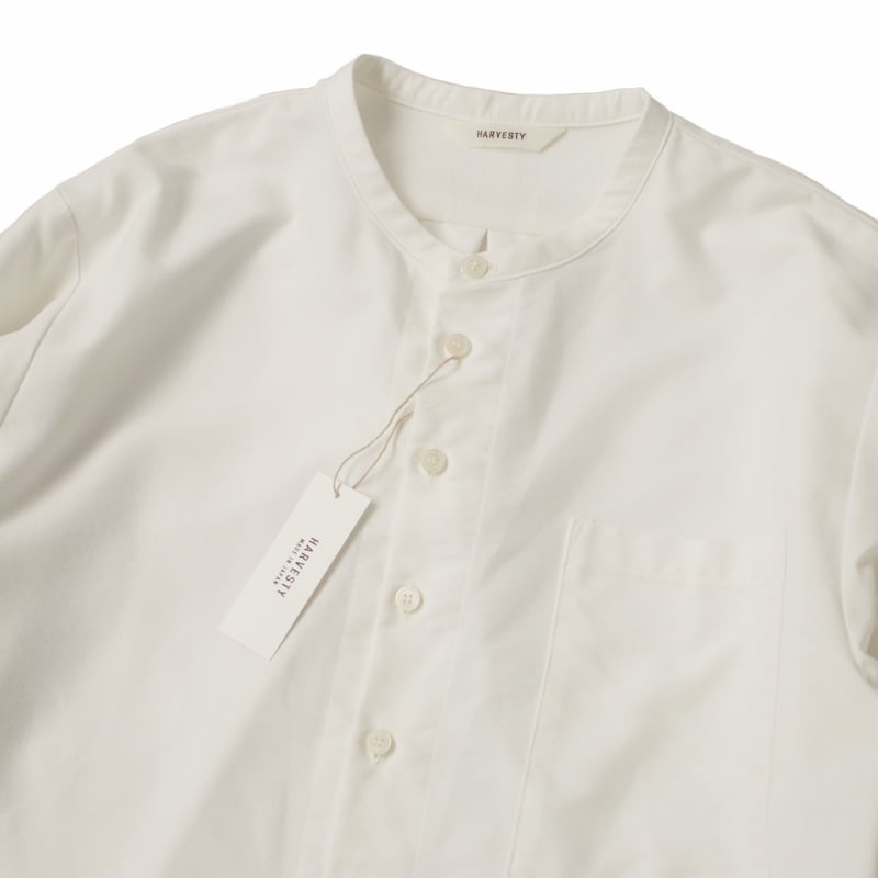 [HARVESTY] COOLMAX BAND COLLAR LONG SHIRTクールマックス バンドカラー ロングシャツ｜A32106 /11OFF WHITE