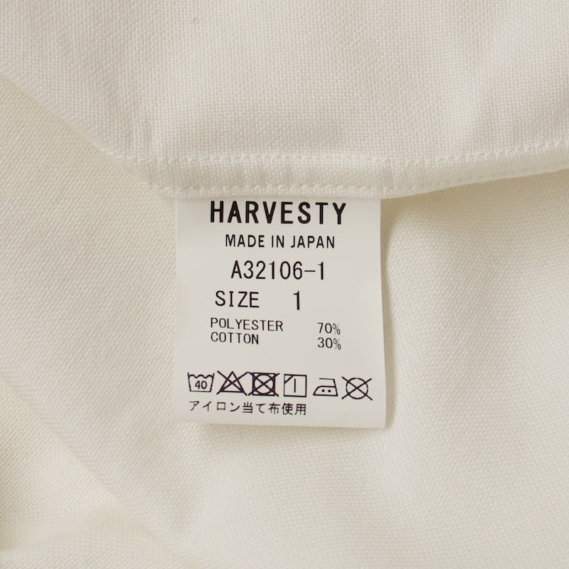 [HARVESTY] COOLMAX BAND COLLAR LONG SHIRTクールマックス バンドカラー ロングシャツ｜A32106 /11OFF WHITE