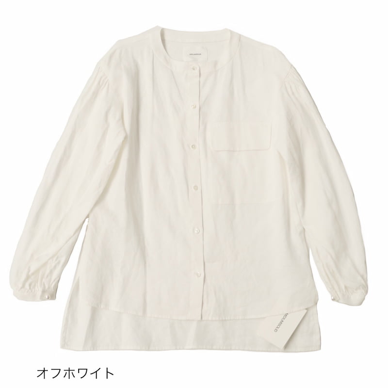 [MIDIUMISOLID]リネンバンドカラーシャツ｜1-130622 /11オフホワイト /99ブラック