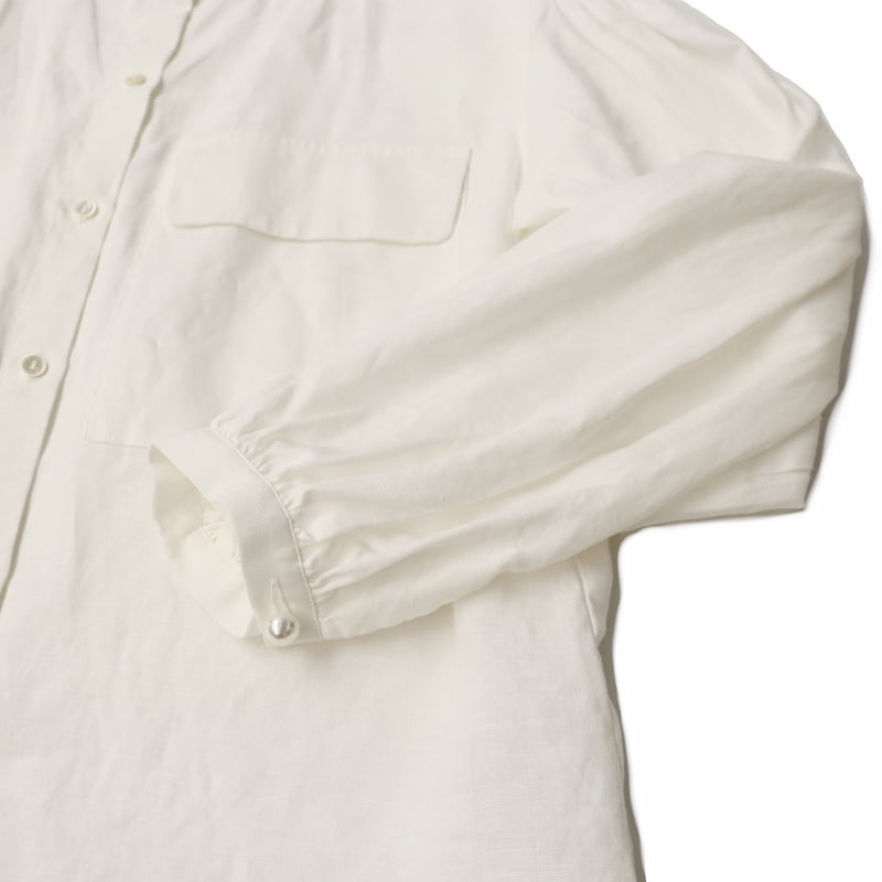 [MIDIUMISOLID]リネンバンドカラーシャツ｜1-130622 /11オフホワイト /99ブラック