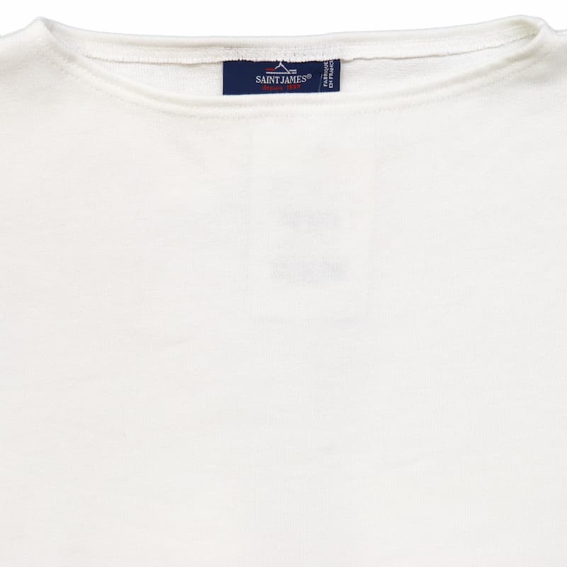 ※[SAINT JAMES] ウエッソン 七分袖ドロップショルダー 無地：NEIGE(白