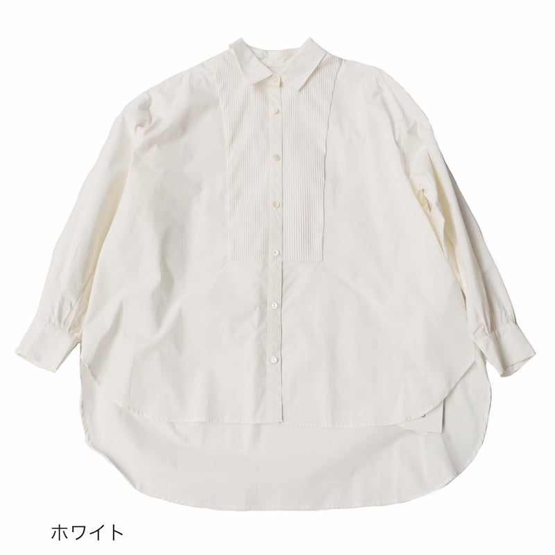 [MIDIUMISOLID] ピンタックワイドシャツ｜1-130692 /10ホワイト /22グリーン