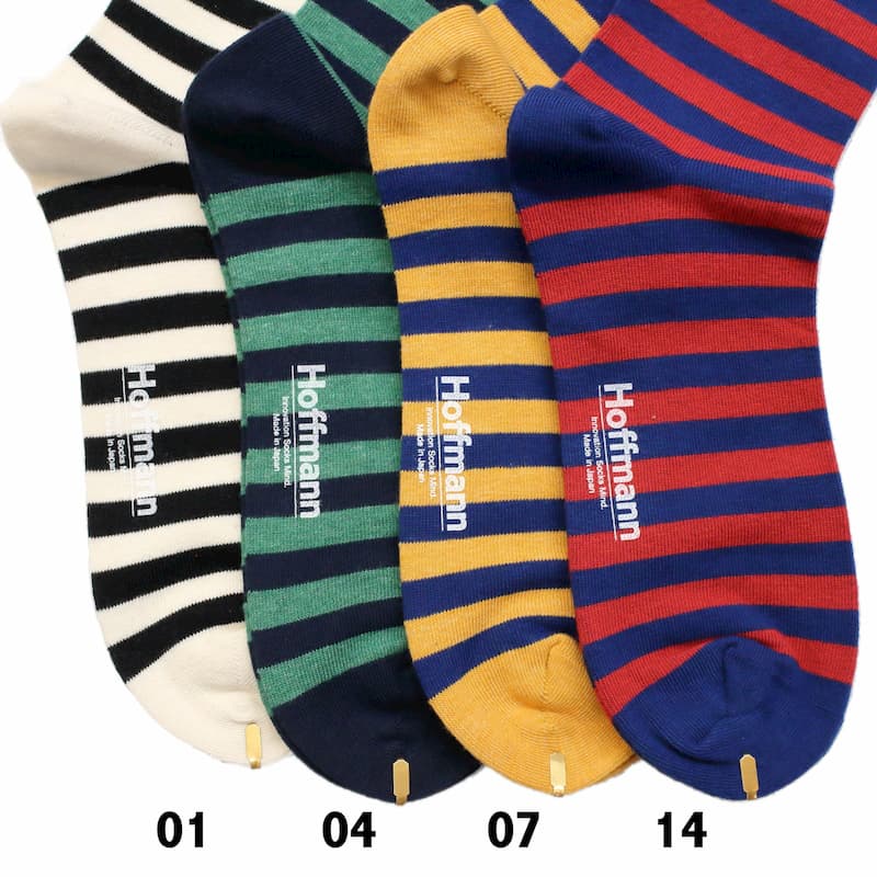 [Hoffmann MENS] オーガニックコットン ボーダー ソックス #3422