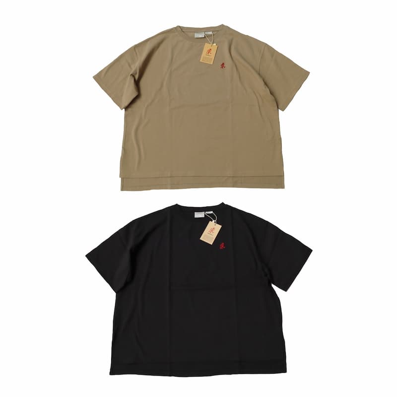 [Gramicci MENS] ONE POINT SLIT TEEワンポイントスリットTシャツ｜GUT-21S008 /ASH /BLACK