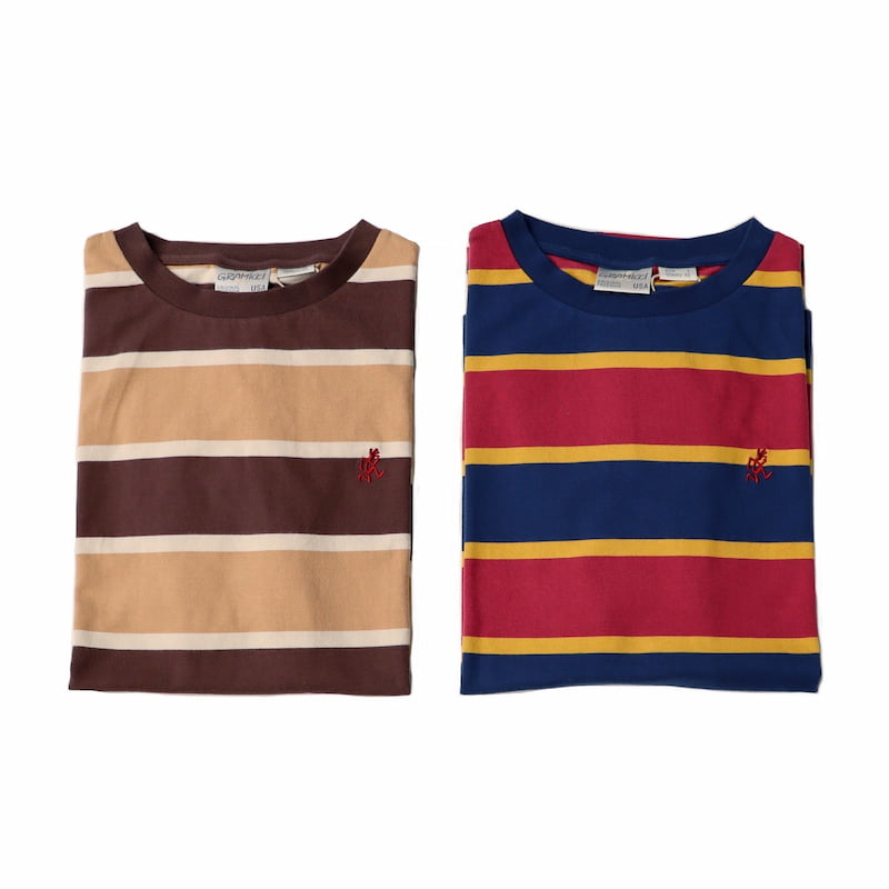 [Gramicci MENS] ONE POINT SLIT TEEワンポイントスリットTシャツ｜GUT-21S008-BD /D.BROWN×BEIGE /NAVY×WINE