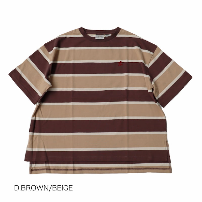 [Gramicci MENS] ONE POINT SLIT TEEワンポイントスリットTシャツ｜GUT-21S008-BD /D.BROWN×BEIGE /NAVY×WINE