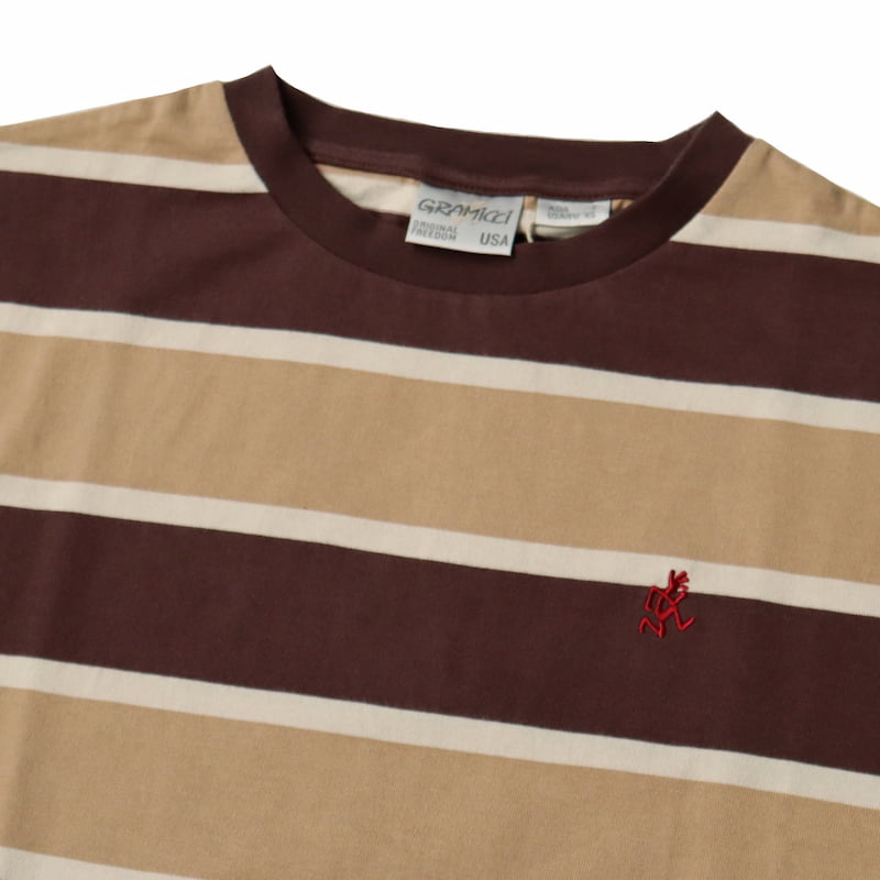 [Gramicci MENS] ONE POINT SLIT TEEワンポイントスリットTシャツ｜GUT-21S008-BD /D.BROWN×BEIGE /NAVY×WINE