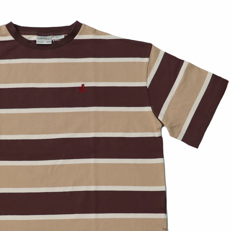 [Gramicci MENS] ONE POINT SLIT TEEワンポイントスリットTシャツ｜GUT-21S008-BD /D.BROWN×BEIGE /NAVY×WINE