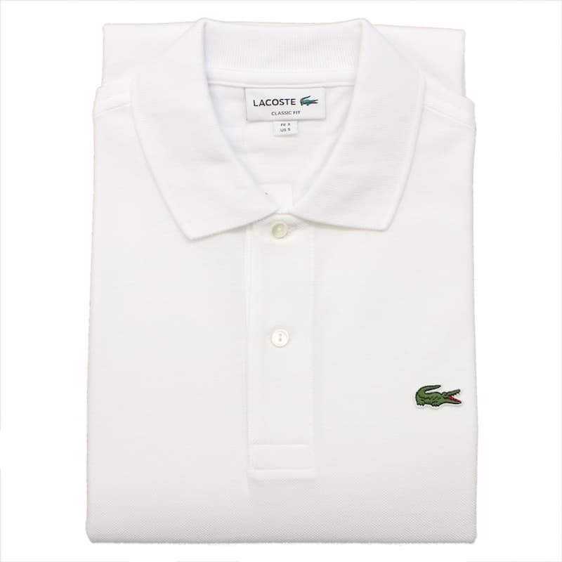 [LACOSTE MENS] ポロシャツ L1212 半袖 無地：001=WHITE