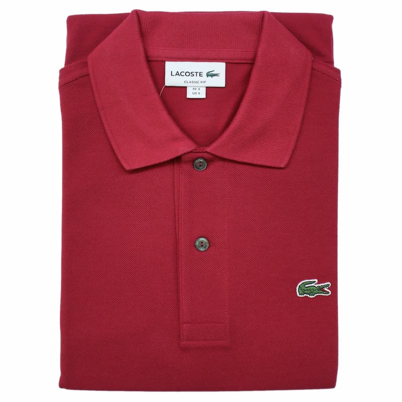 [LACOSTE MENS] ポロシャツ L1212 半袖 無地：476=BURGUNDY