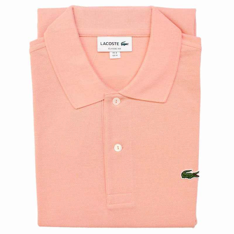 [LACOSTE MENS] ポロシャツ L1212 半袖 無地：5MM=CORAL