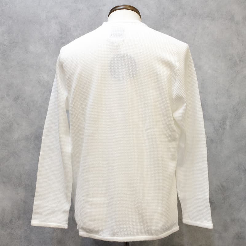 [RE clothing] ライトワッフル ポケットプルオーバー9分袖：WHITE