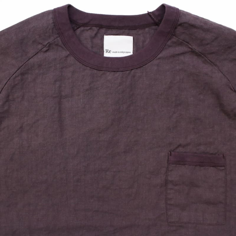 [RE clothing] フレンチリネン Tシャツ：BURGUNDY