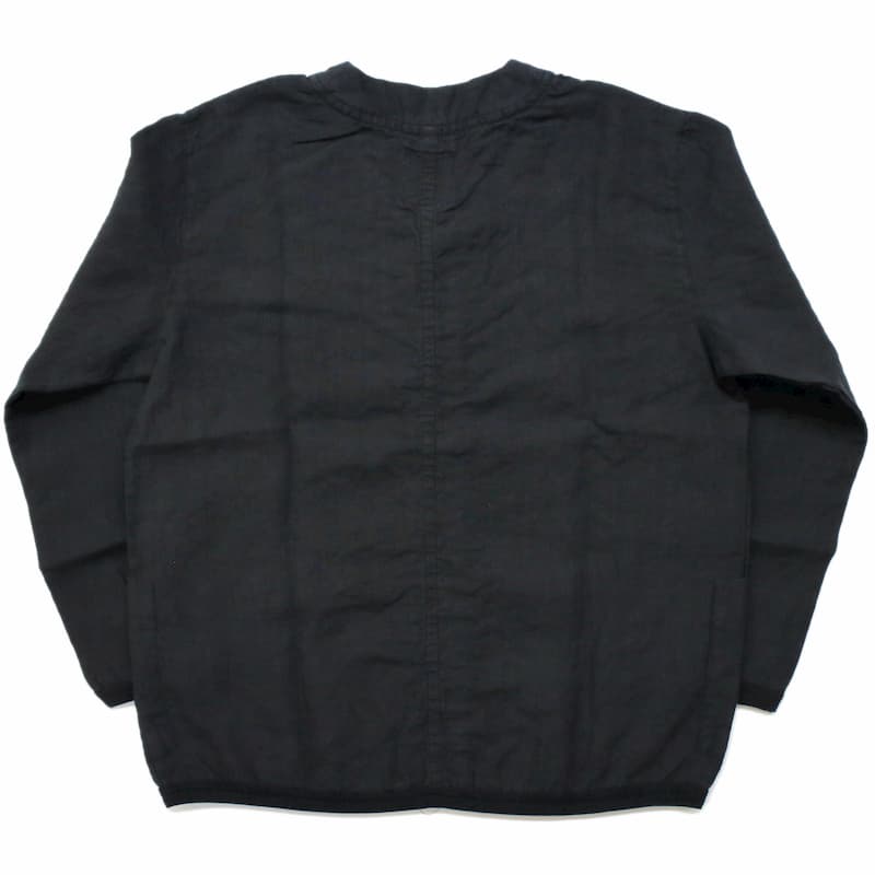 [RE clothing] フレンチリネン カーディガン：BLACK