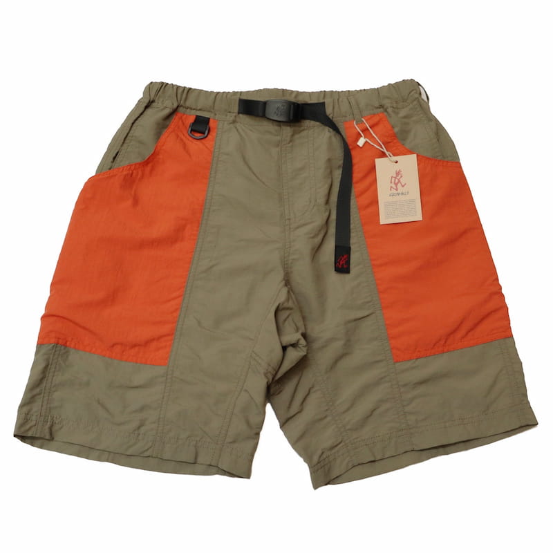 [Gramicci UNISEX] SHELL GEAR SHORTS水陸両用｜ASH OLIVE×TERRACOTTA｜GMP-21S040