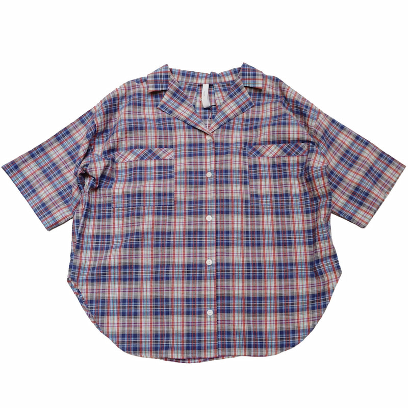 [Kelen] PORT CHECKオープンカラーシャツ | LKL23SBL2004 /BLUE