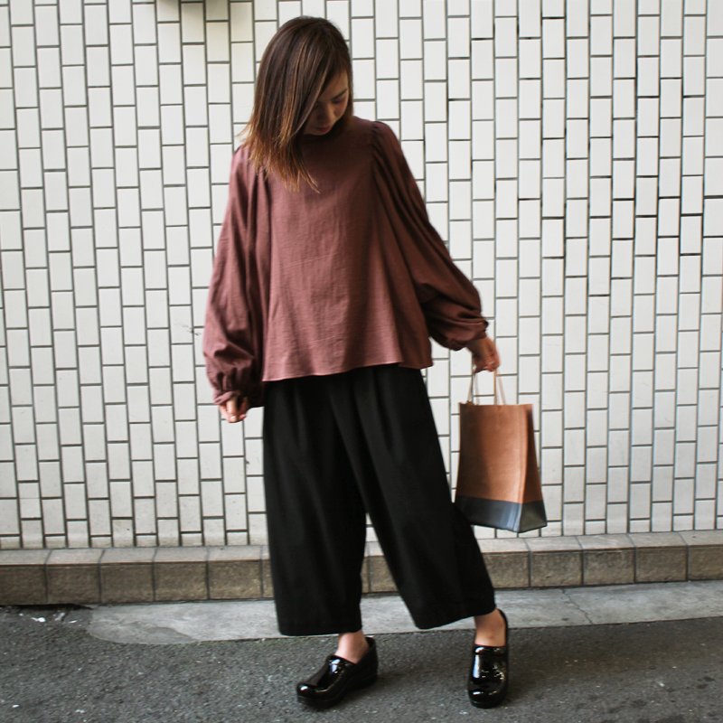 [HARVESTY]  T/R WIDE EGG CROPPED PANTS｜A21502/15グレー/18チャコール/オリーブ/19ブラック)