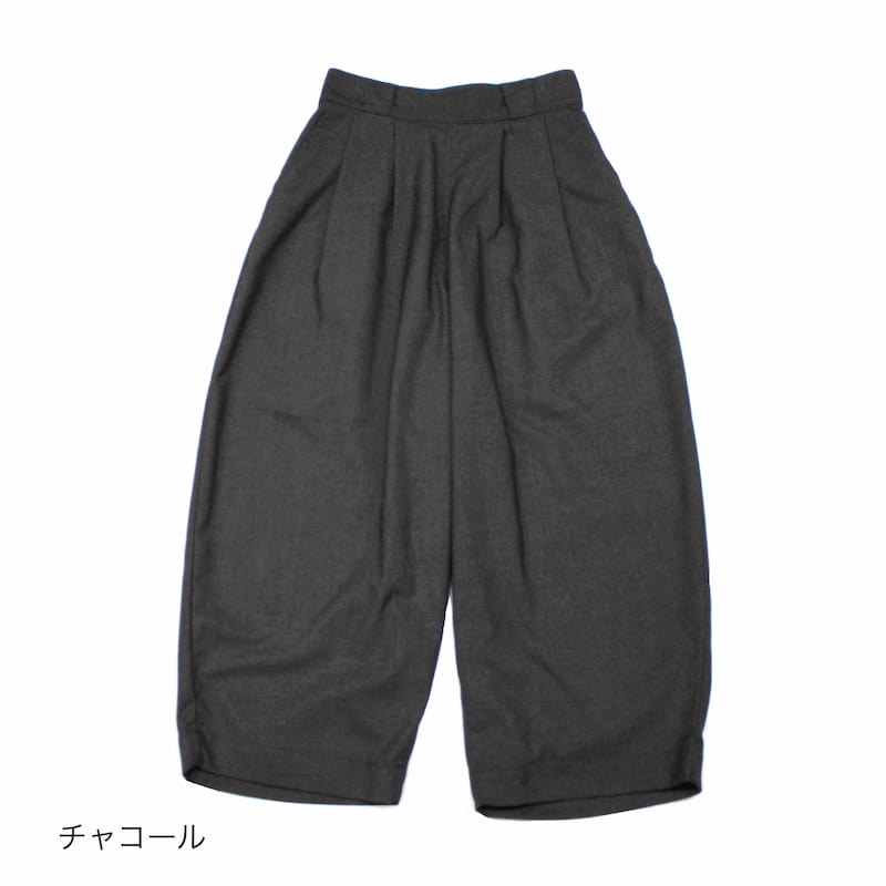 [HARVESTY]  T/R WIDE EGG CROPPED PANTS｜A21502/15グレー/18チャコール/オリーブ/19ブラック)