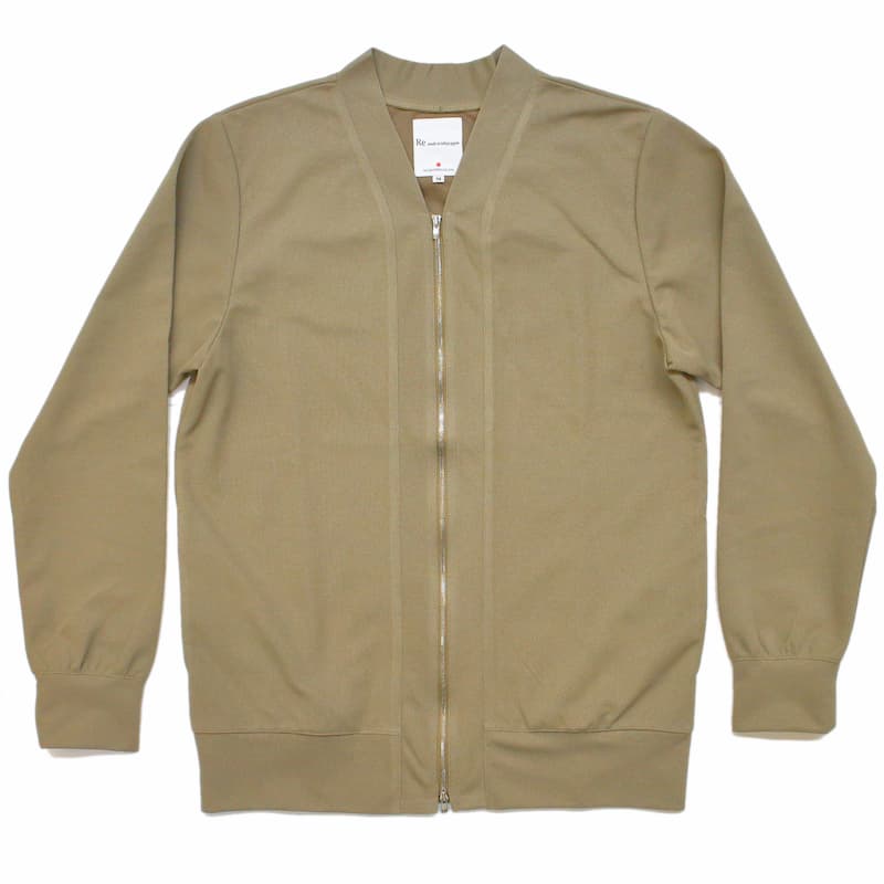 [RE clothing] メッシュダブルフェイス ジップカーディガン：BEIGE