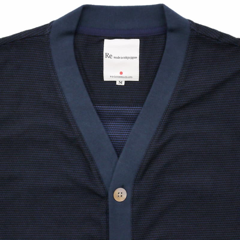 [RE clothing] クールマックス ジャガードカーディガン：NAVY