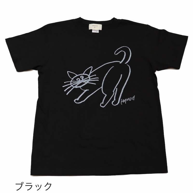 [HARVESTY] PRINTED T-SH ねこ｜A52206 /51ミント/19ブラック