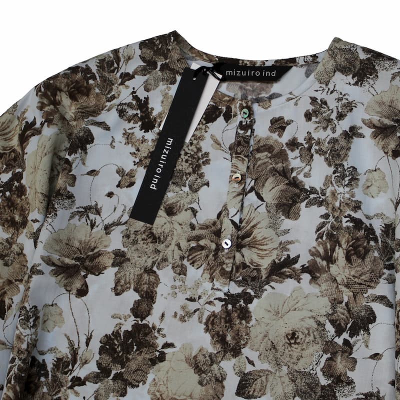 [mizuiro ind]flower print henry neck wide OP(30sax)｜3-259393