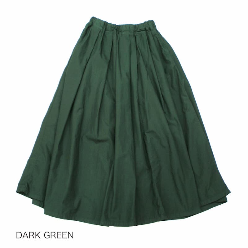 [D.M.G.] タイプライタークロスマキシ丈スカート/355BEIGE/491DARK GREEN｜17-0429X