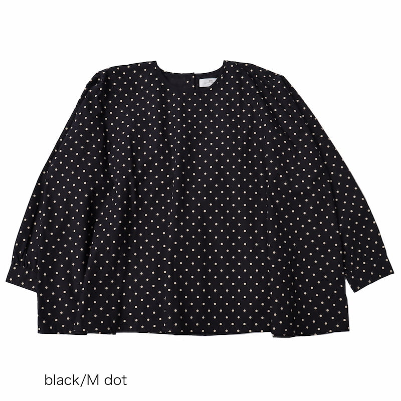 [SOIL]ドットプリントバックサイドギャザースモック｜NSL21522 /black M dot /L dot