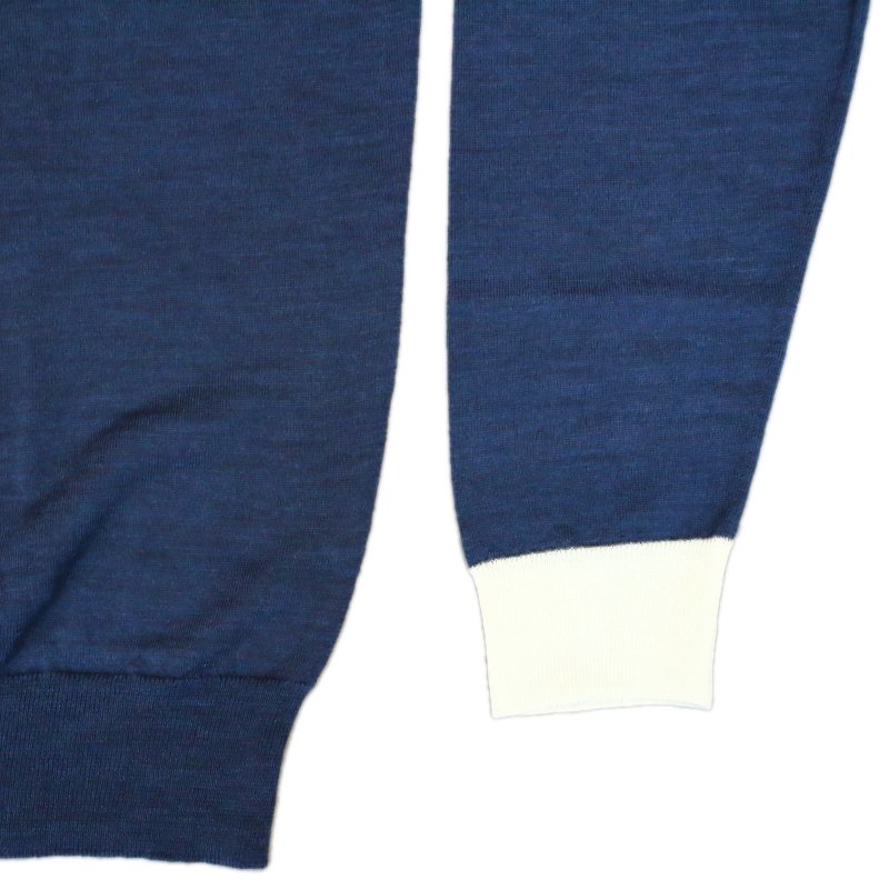 [JOHN SMEDLEY] KENN ケン（クルーネックプルオーバー）30G：INDIGO×SNOW