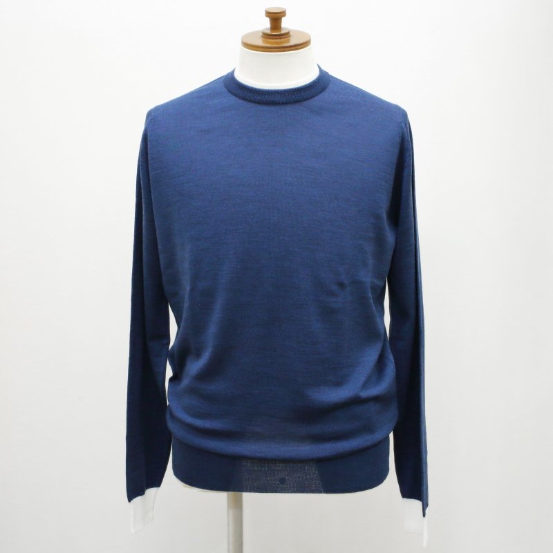 [JOHN SMEDLEY] KENN ケン（クルーネックプルオーバー）30G：INDIGO×SNOW