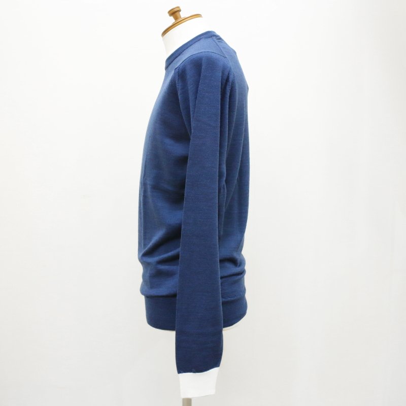 [JOHN SMEDLEY] KENN ケン（クルーネックプルオーバー）30G：INDIGO×SNOW