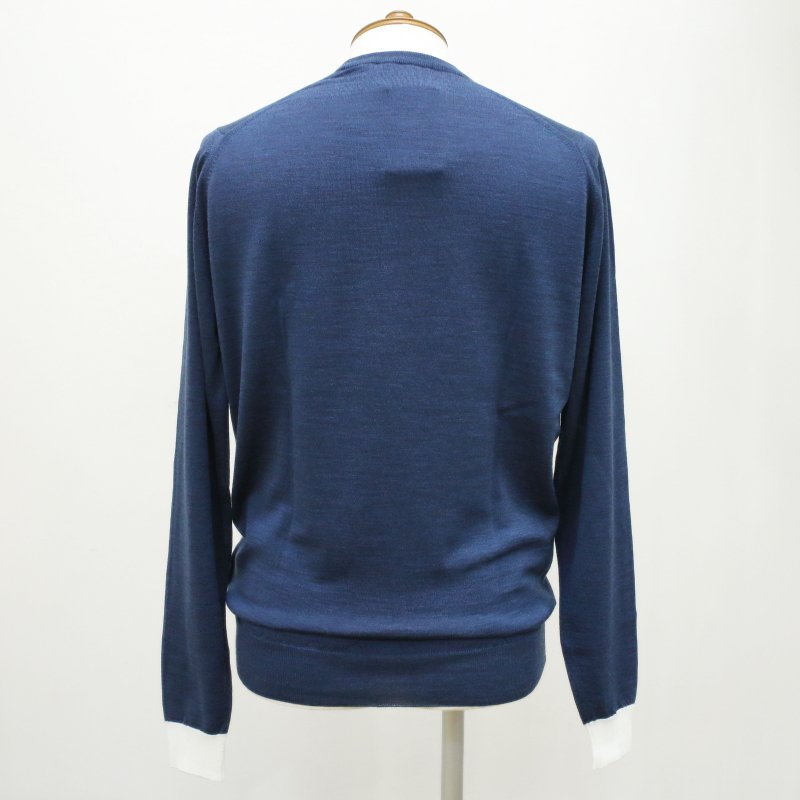 [JOHN SMEDLEY] KENN ケン（クルーネックプルオーバー）30G：INDIGO×SNOW