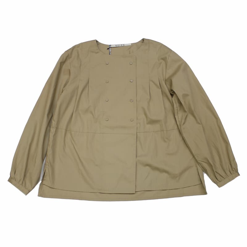 [Kelen] Orishi コットンブロードクロスダブルボタンブラウス | LKL20FBL8 /BEIGE /S