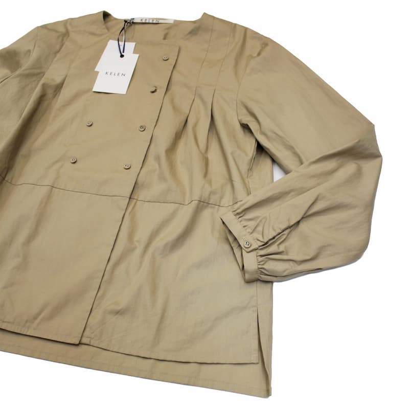 [Kelen] Orishi コットンブロードクロスダブルボタンブラウス | LKL20FBL8 /BEIGE /S