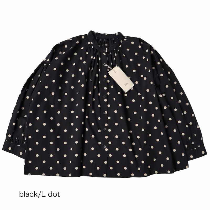 [SOIL]ドットプリントバンドカラーシャツ｜NSL21521 /black M dot /L dot