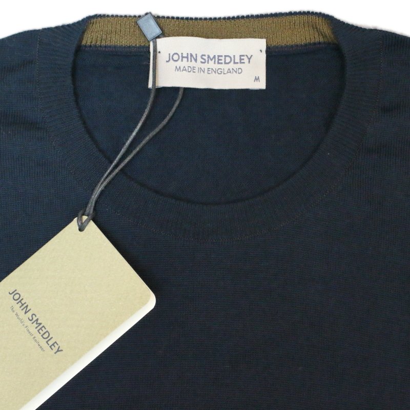 [JOHN SMEDLEY] HINDLOW（クルーネックプルオーバー）30G：ORION GREEN×KHAKI