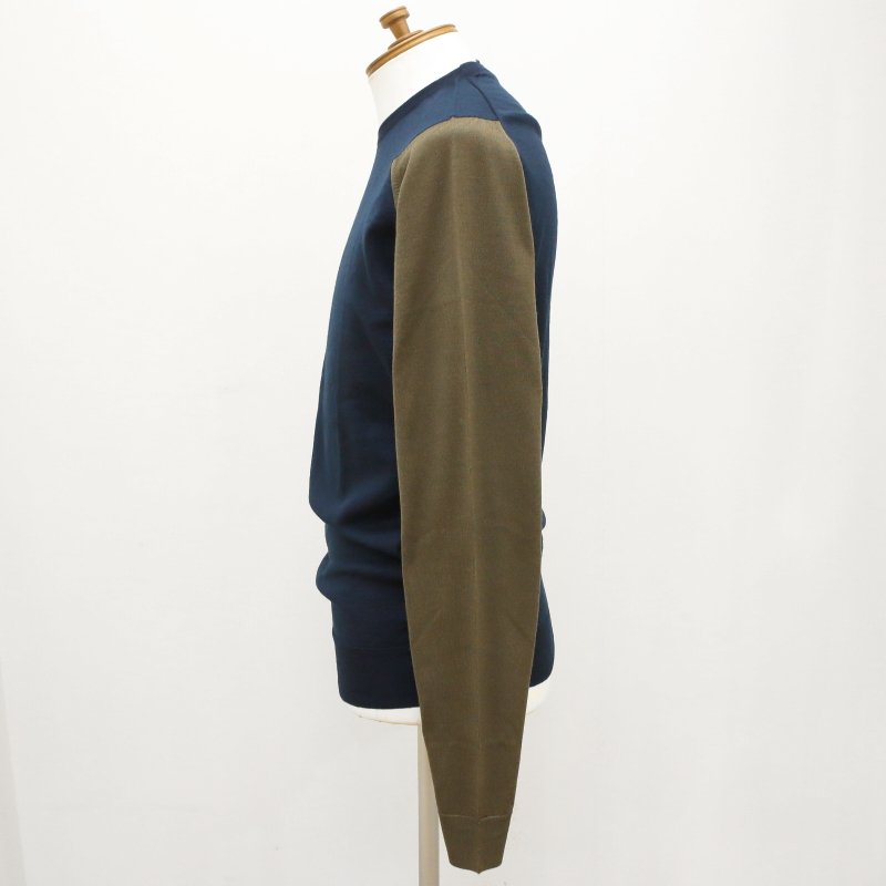 [JOHN SMEDLEY] HINDLOW（クルーネックプルオーバー）30G：ORION GREEN×KHAKI