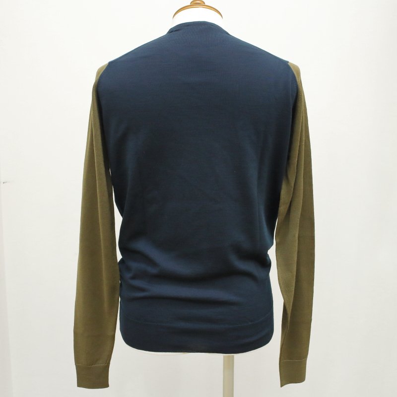 [JOHN SMEDLEY] HINDLOW（クルーネックプルオーバー）30G：ORION GREEN×KHAKI