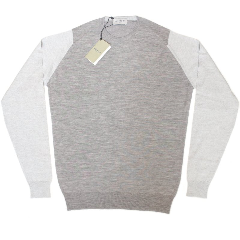 [JOHN SMEDLEY] HINDLOW（クルーネックプルオーバー）30G：SILVER×BARDOT GREY