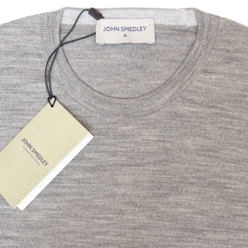 [JOHN SMEDLEY] HINDLOW（クルーネックプルオーバー）30G：SILVER×BARDOT GREY