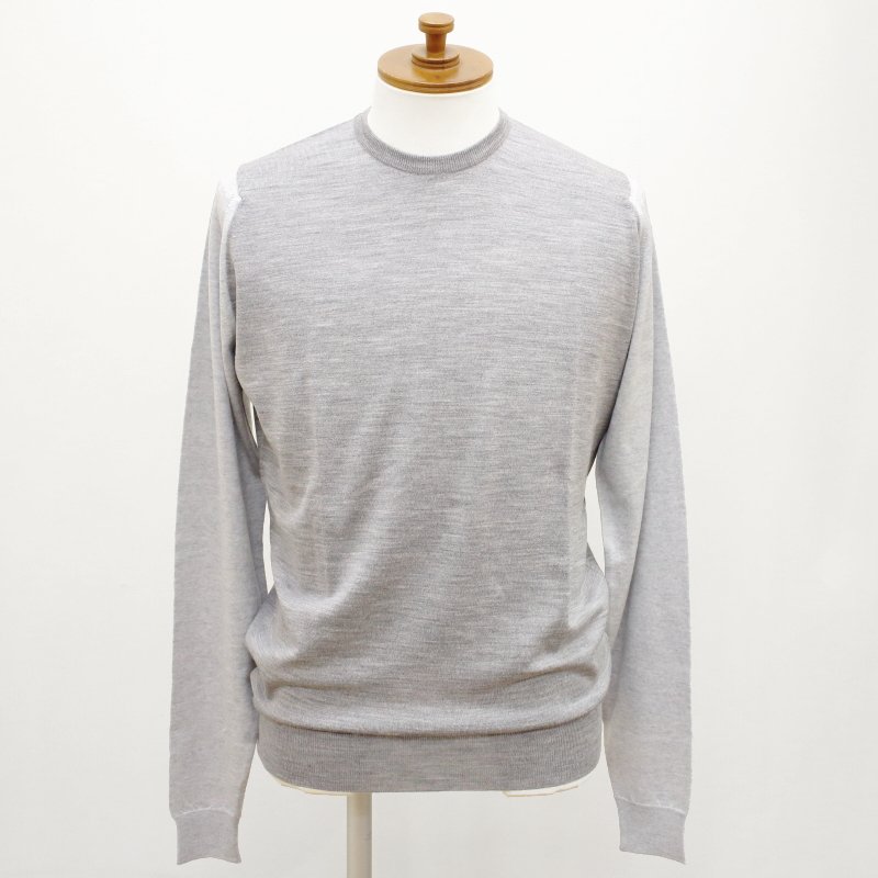 [JOHN SMEDLEY] HINDLOW（クルーネックプルオーバー）30G：SILVER×BARDOT GREY