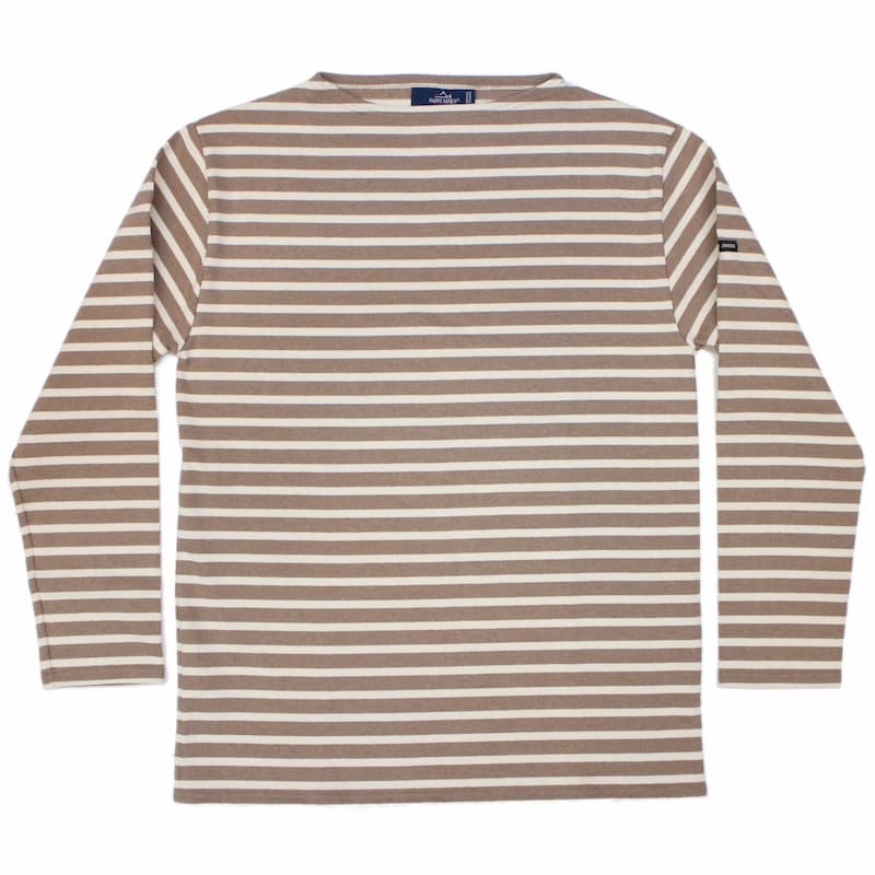 [SAINT JAMES] ウエッソン 長袖 ボーダー：ECORCEグレージュ×ECRUキナリ