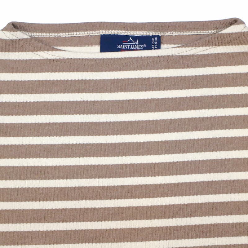 [SAINT JAMES] ウエッソン 長袖 ボーダー：ECORCEグレージュ×ECRUキナリ