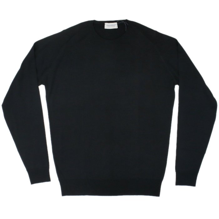 [JOHN SMEDLEY] ルンディ（クルーネックプルオーバー）30G：BLACK